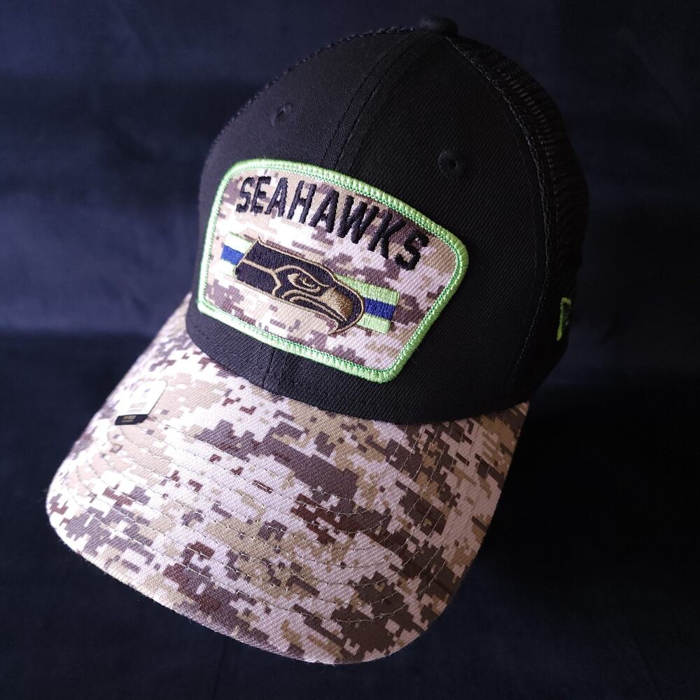 Seattle Seahawks New Era Salute To Service Trucker 9FORTY Snapback Hat Camo New